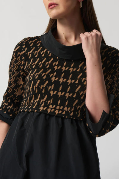 Houndstooth Print Dress Style 233174 Neck detail.