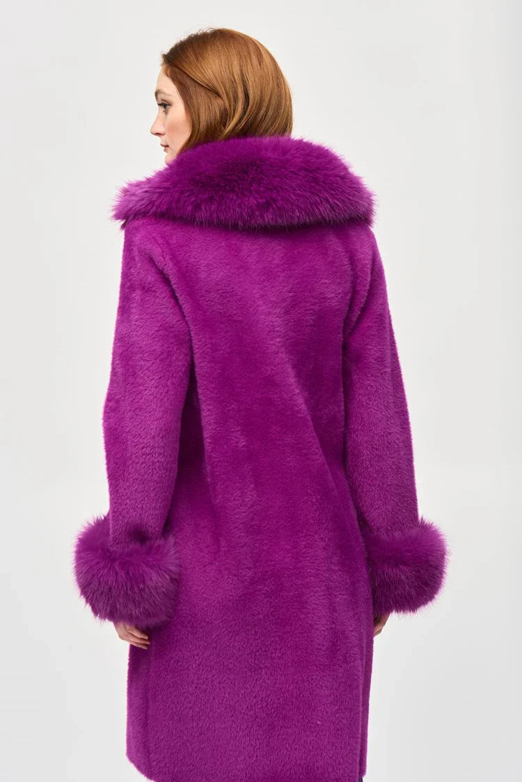 Joseph Ribkoff Feather Yarn Faux Fur Coat Style 243923 5