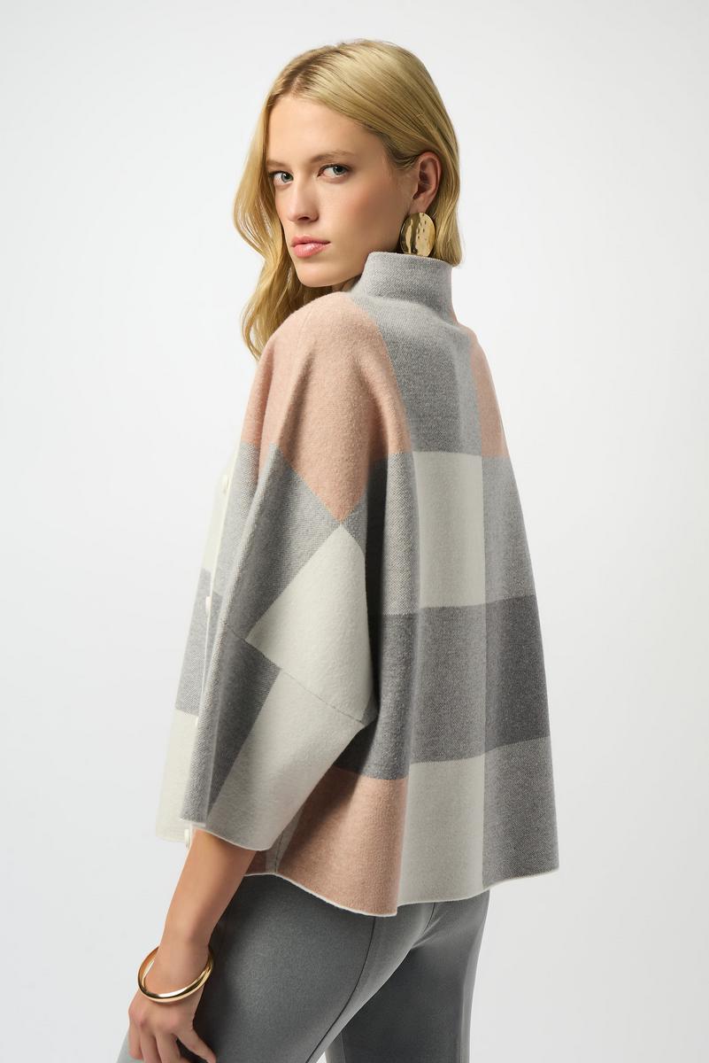 Joseph Ribkoff Plaid Jacquard Sweater Knit Top Style 243948 3