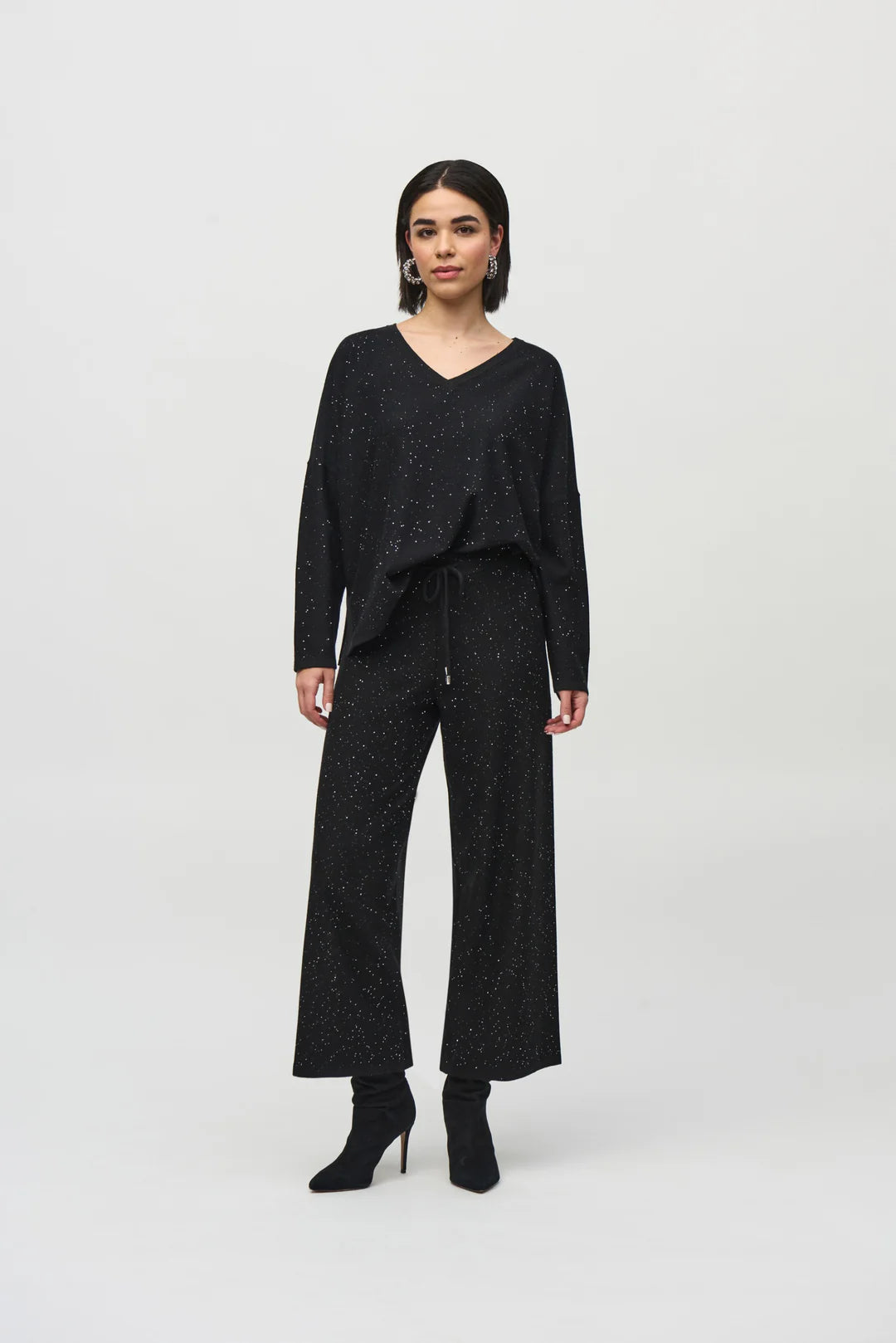 Joseph Ribkoff Sequined Sweater Knit Boxy Top Style 244921 Black 3