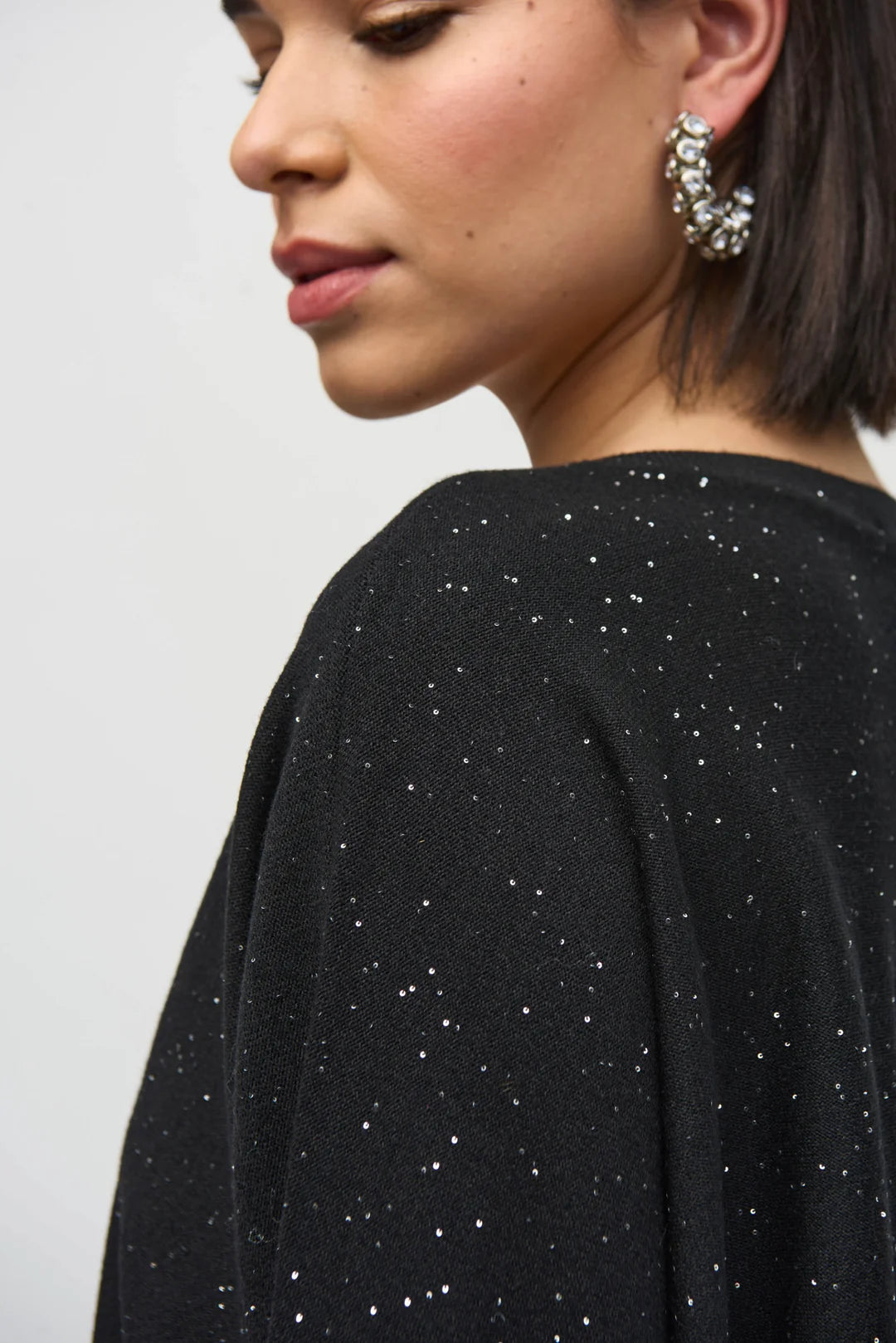 Joseph Ribkoff Sequined Sweater Knit Boxy Top Style 244921 Black 4