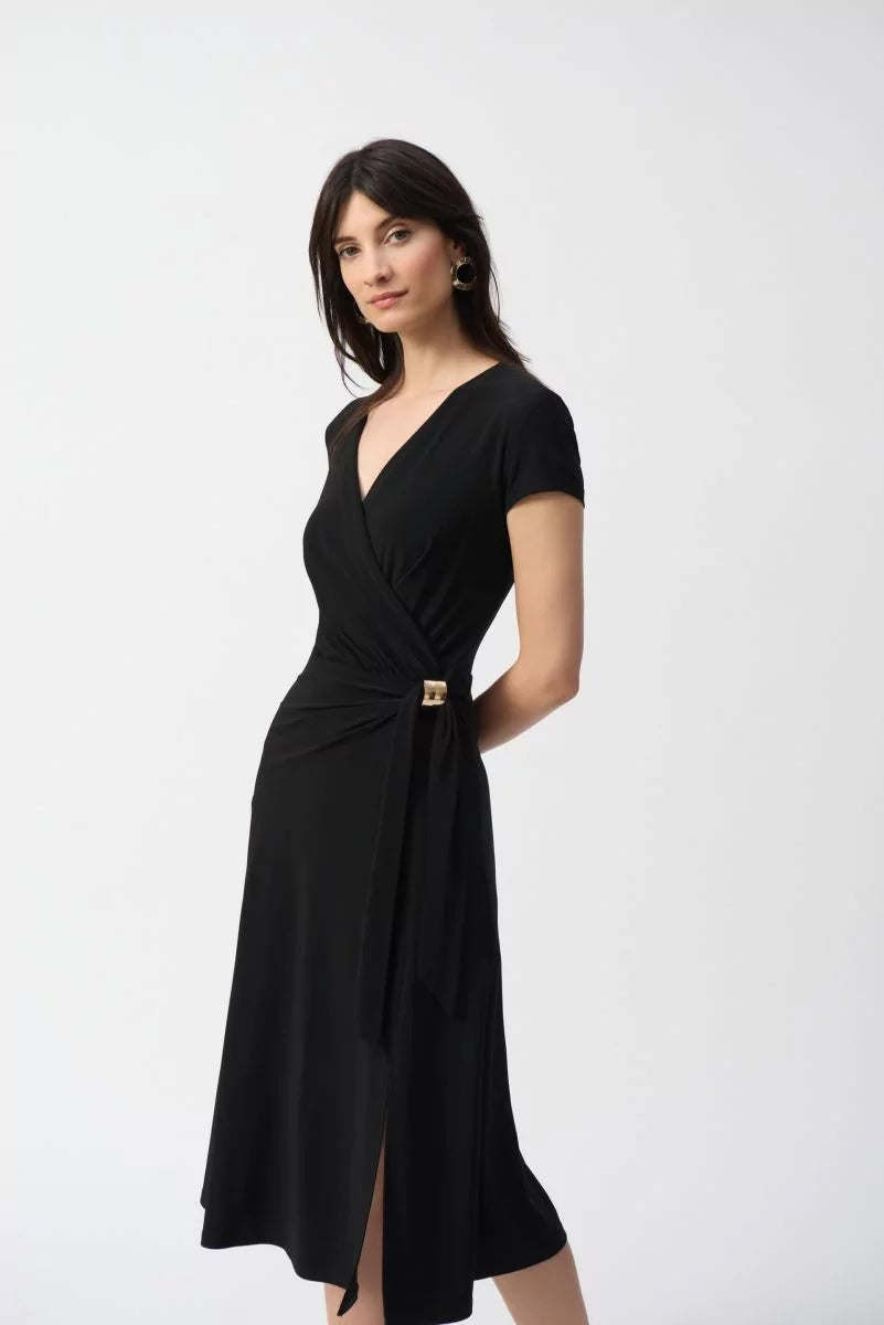black flowy cocktail dress Black Flowy Wrap Dress Style 251250 – Village Vogue