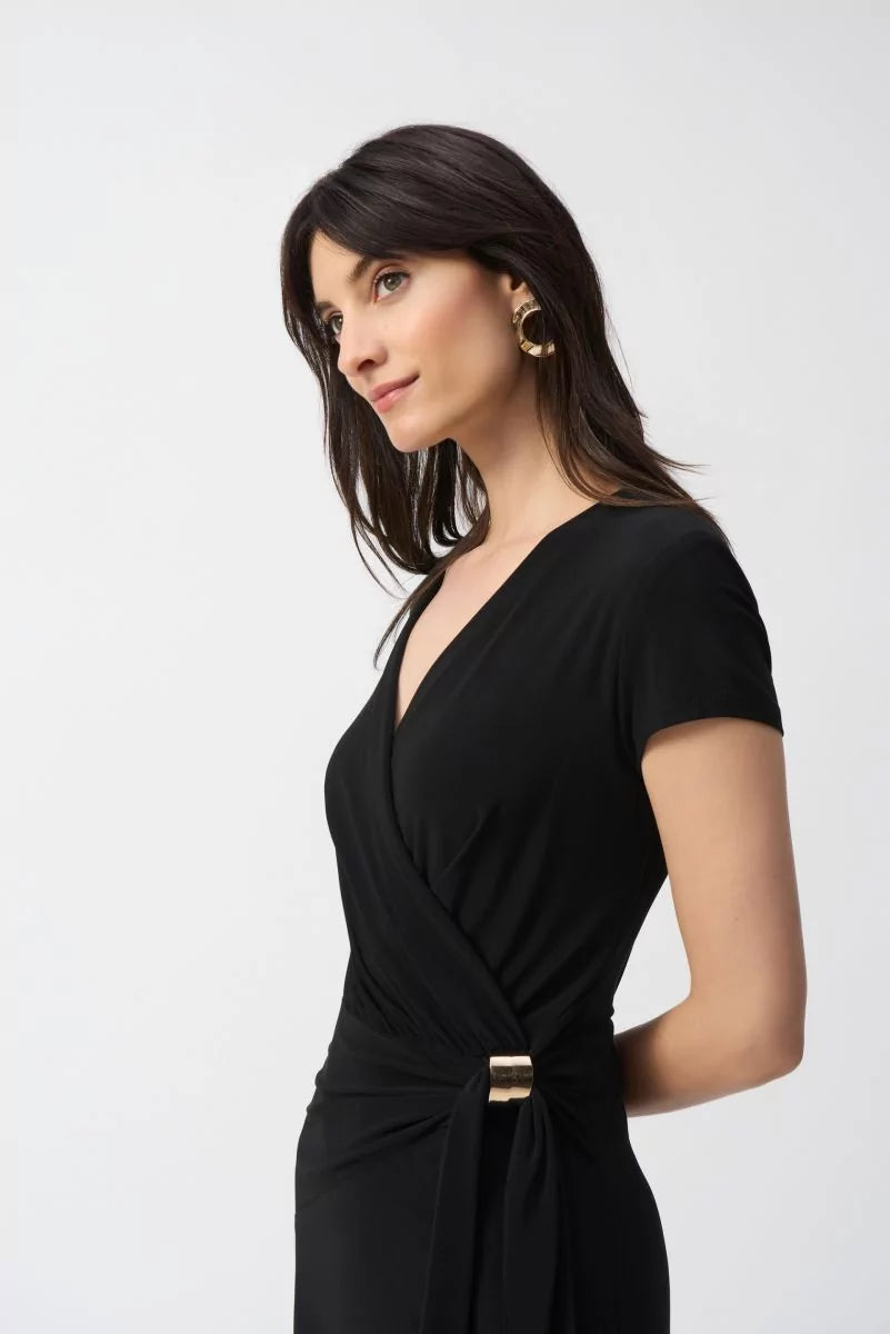 Black Flowy Wrap Dress Style 251250 Black Flowy Wrap Dress Style 251250