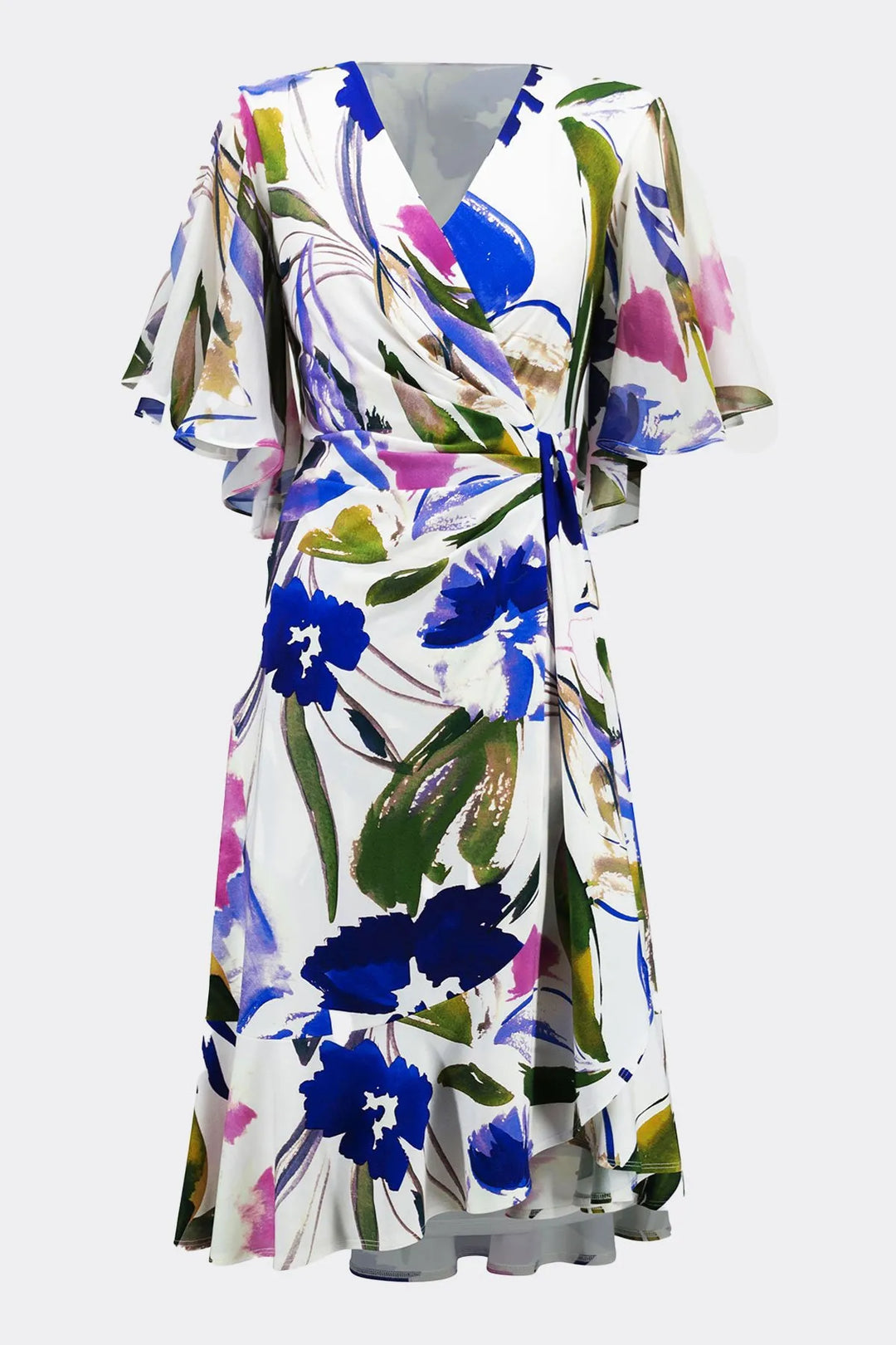 wrap dress styles with chiffon Women's Ivory Sheer Chiffon Dress With Puff Sleeves & Wrap Detail, Timeless Romantic-Luxe Style Dress