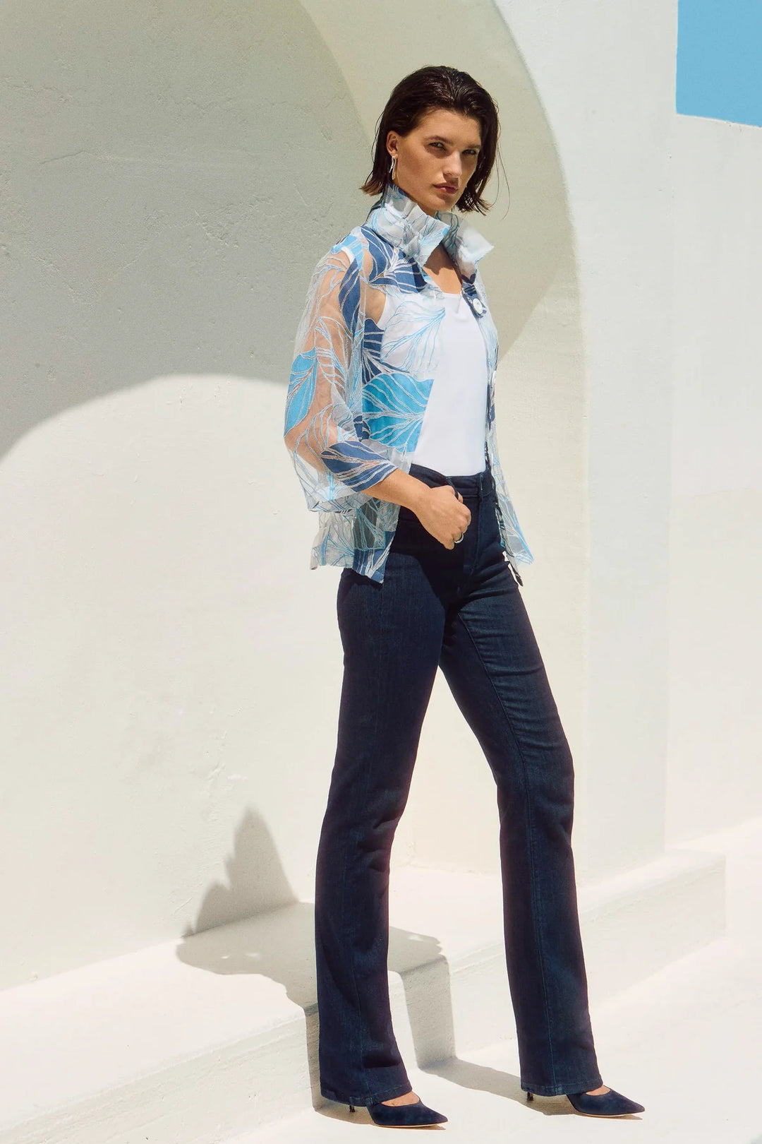 Dark Blue Denim Classic Bootcut Stretch Jeans 251967 1