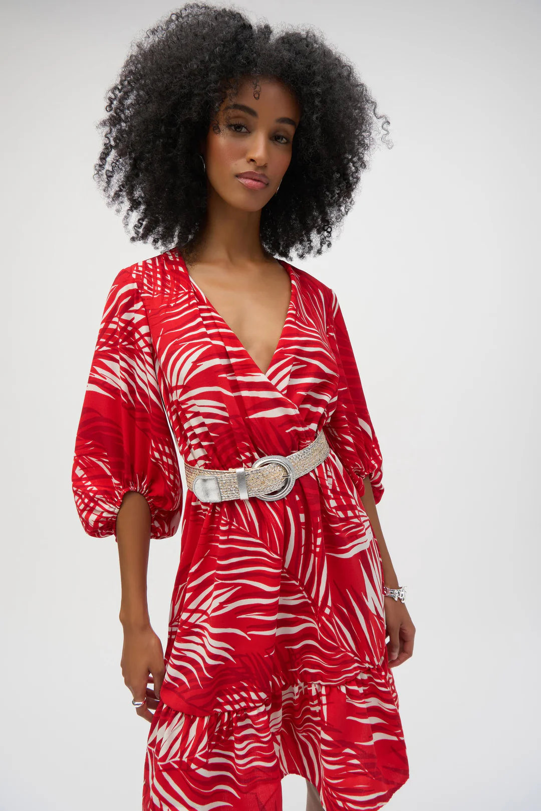 Gauze Tropical Print Flounced Dress Style 252089 1