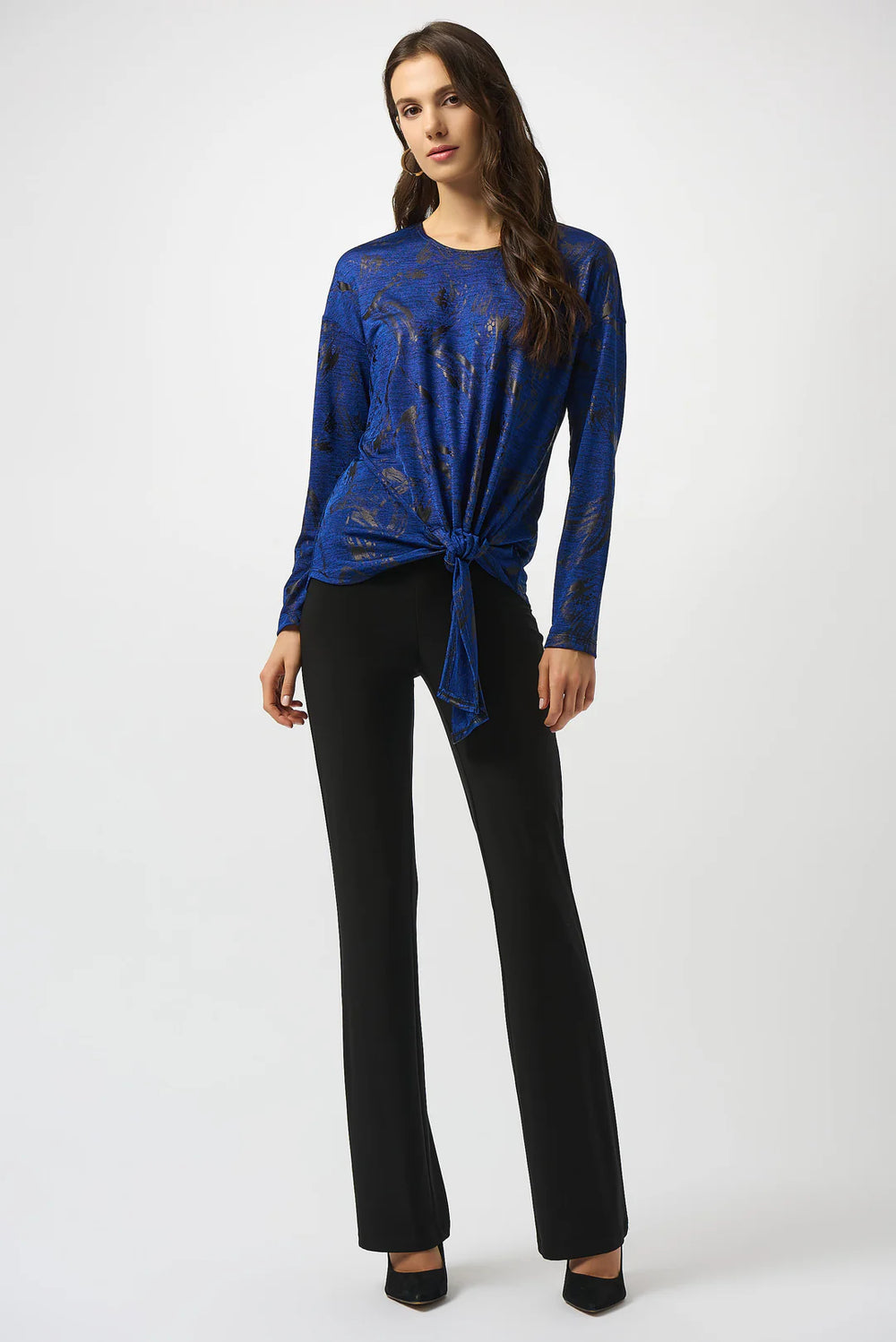 Joseph Ribkoff Royal Sapphire/Black Abstract Print Straight Top Style 253120 2