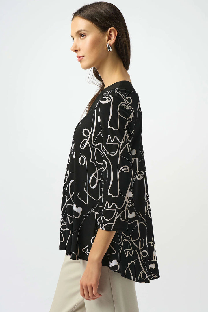 Joseph Ribkoff Silky Knit Face Print Flared Top Style 253138 2