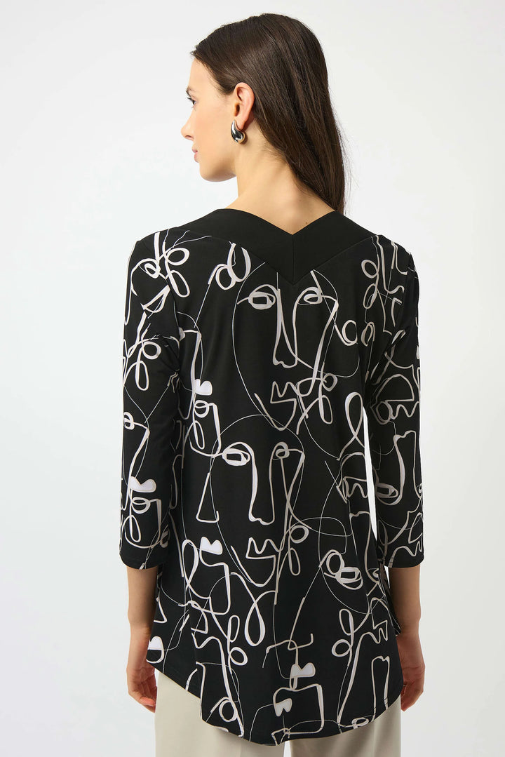 Joseph Ribkoff Silky Knit Face Print Flared Top Style 253138 3