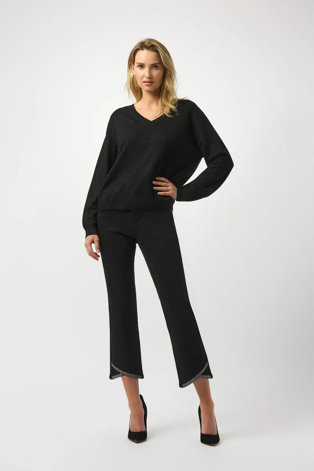 Joseph Ribkoff Wool Blend V-Neck Boxy Sweater Style 253967 2