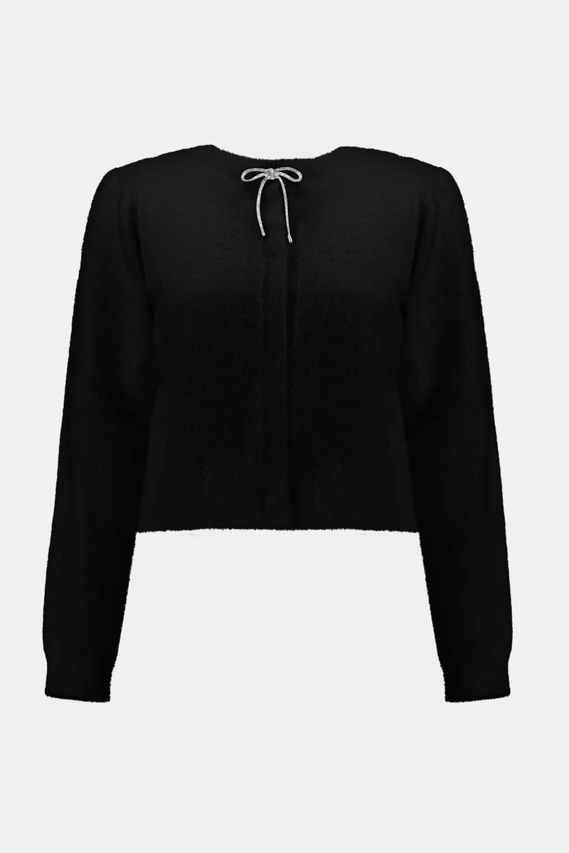 Joseph Ribkoff Cardigan with Rhinestone Bow Style 254955 Black