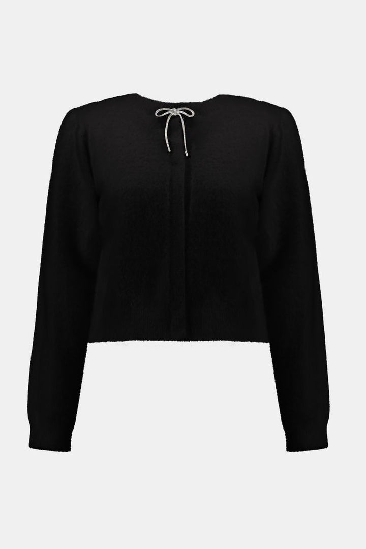 Joseph Ribkoff Cardigan with Rhinestone Bow Style 254955 Black
