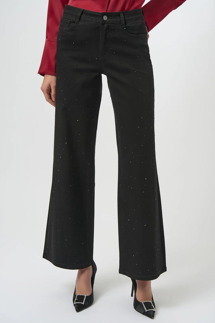Joseph Ribkoff Classic Wide Leg Jeans with Rhinestones Style 254962