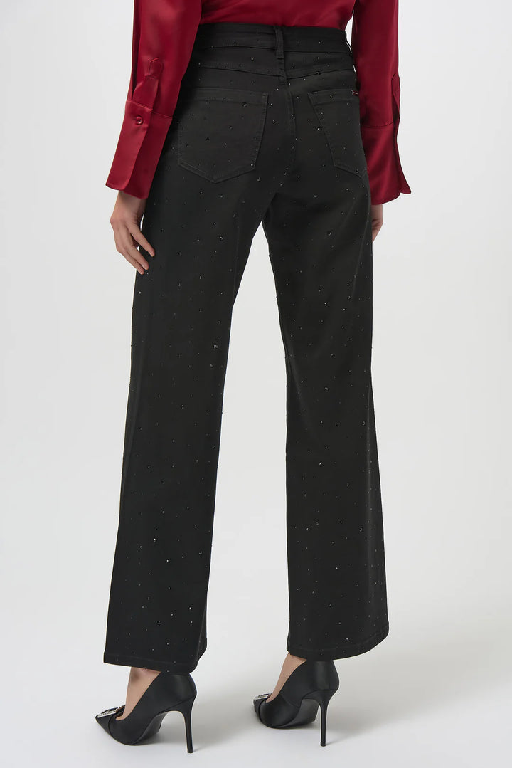 Joseph Ribkoff Classic Wide Leg Jeans with Rhinestones Style 254962