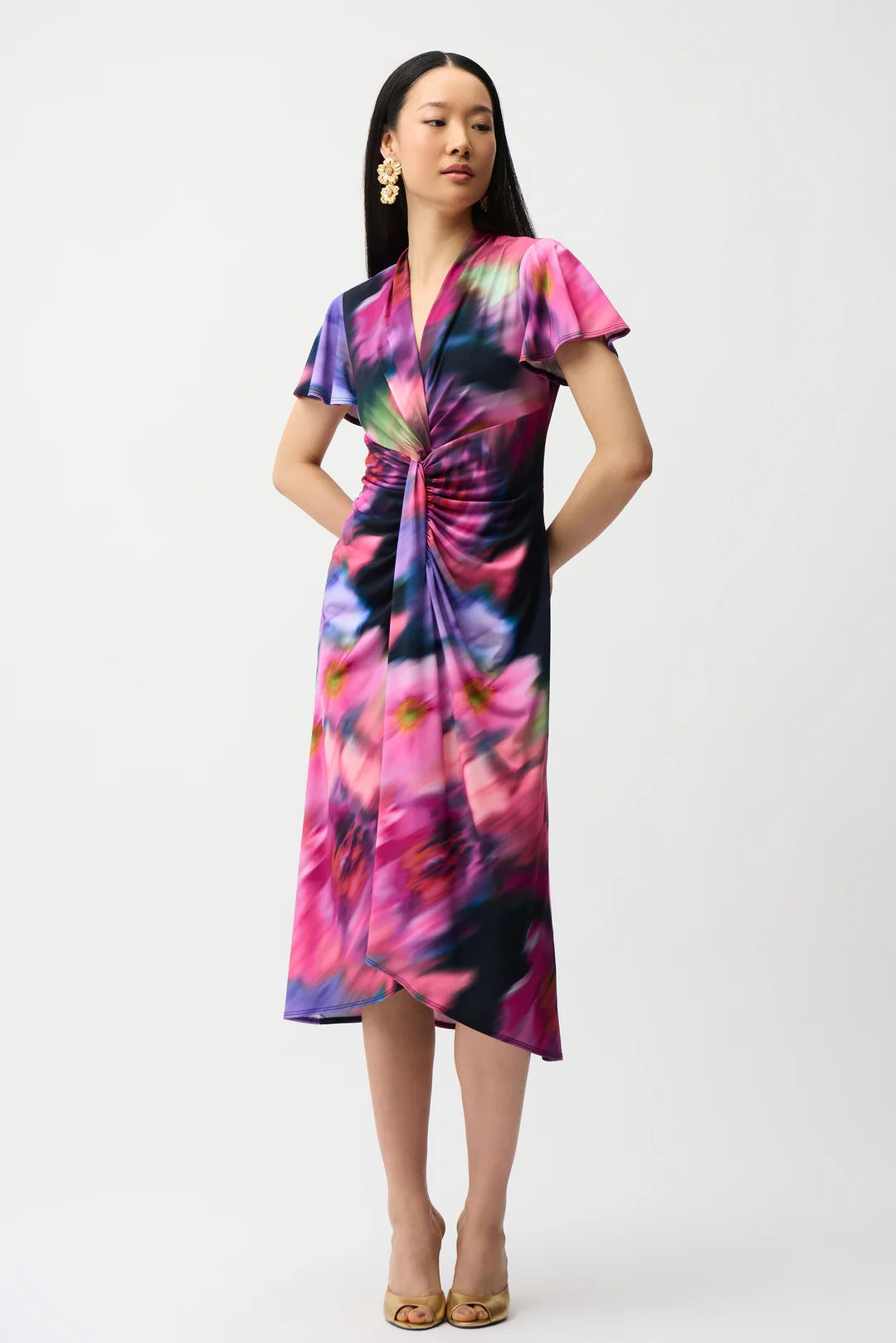 Joseph Ribkoff Floral Print High-Low Wrap Dress Style 261060 1