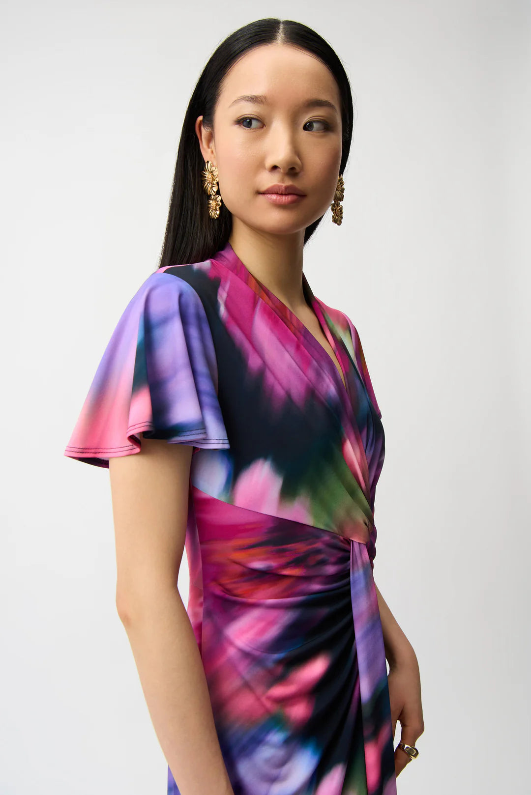 Joseph Ribkoff Floral Print High-Low Wrap Dress Style 261060 3