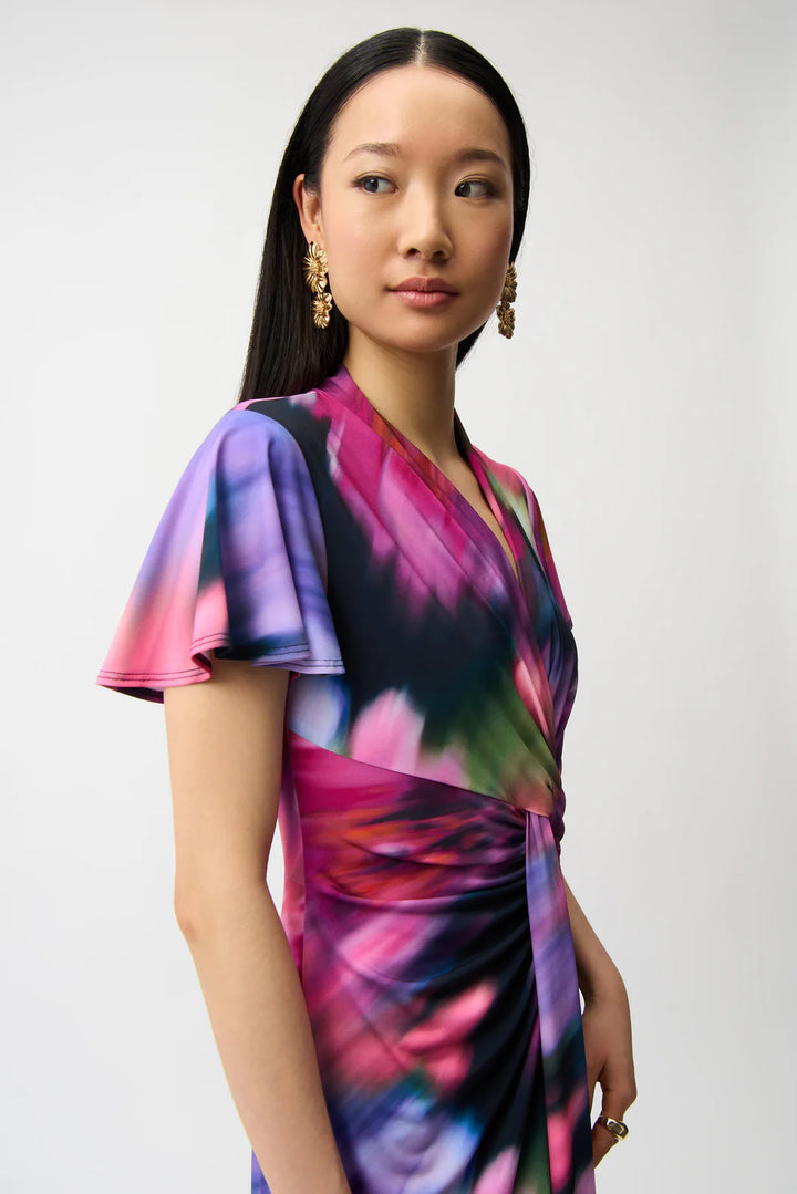 Joseph Ribkoff Floral Print High-Low Wrap Dress Style 261060 3