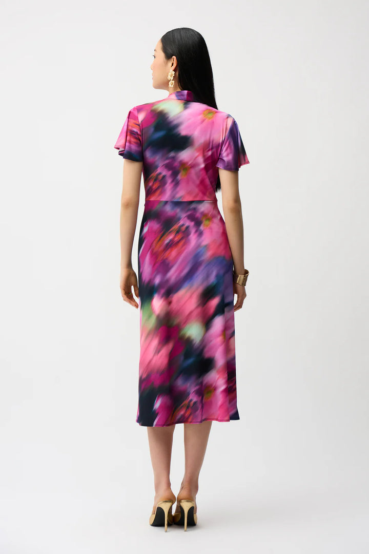 Joseph Ribkoff Floral Print High-Low Wrap Dress Style 261060 4