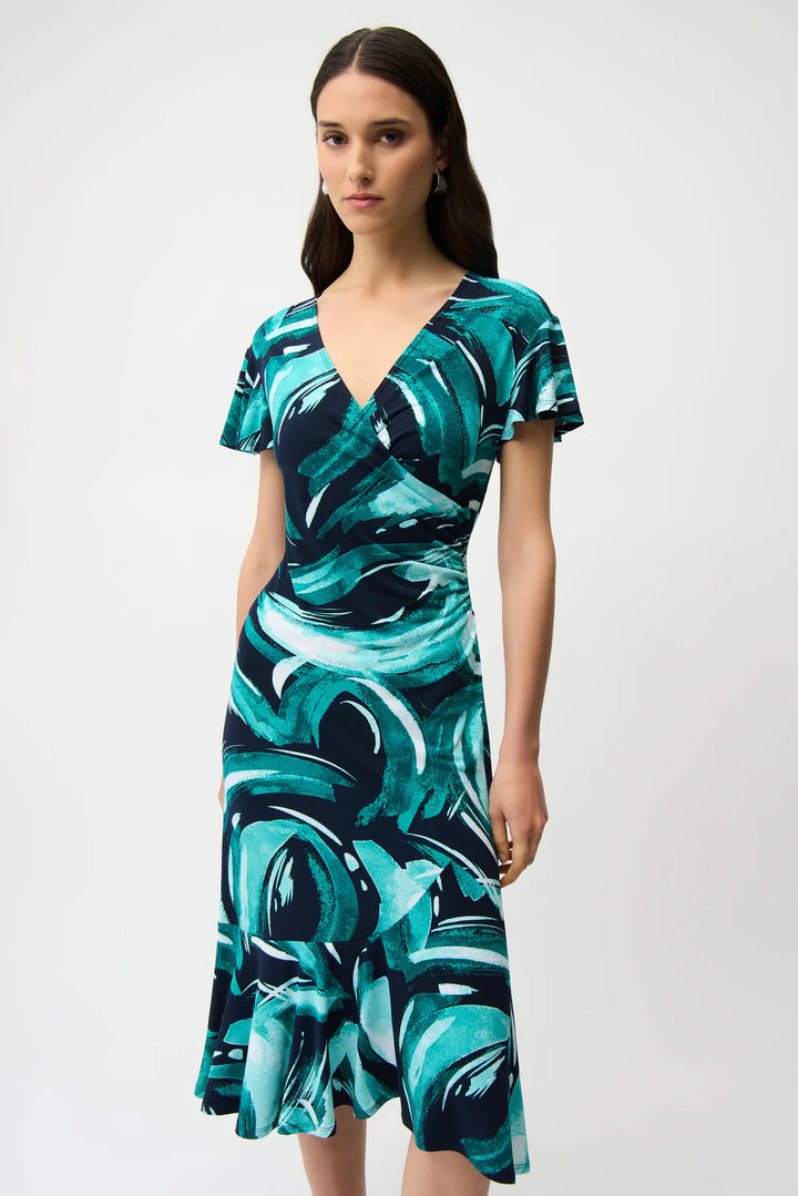 Joseph Ribkoff Abstract Print Fit and Flare Wrap Dress Style 261063 1