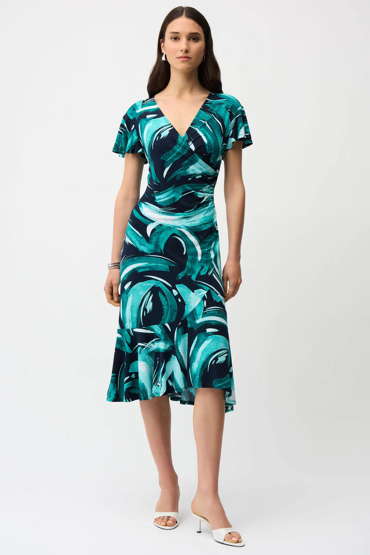 Joseph Ribkoff Abstract Print Fit and Flare Wrap Dress Style 261063 2