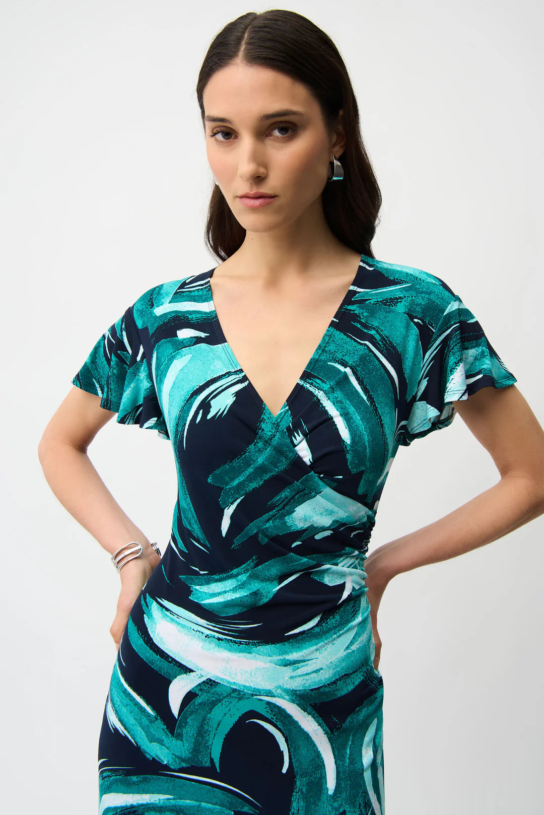 Joseph Ribkoff Abstract Print Fit and Flare Wrap Dress Style 261063 3