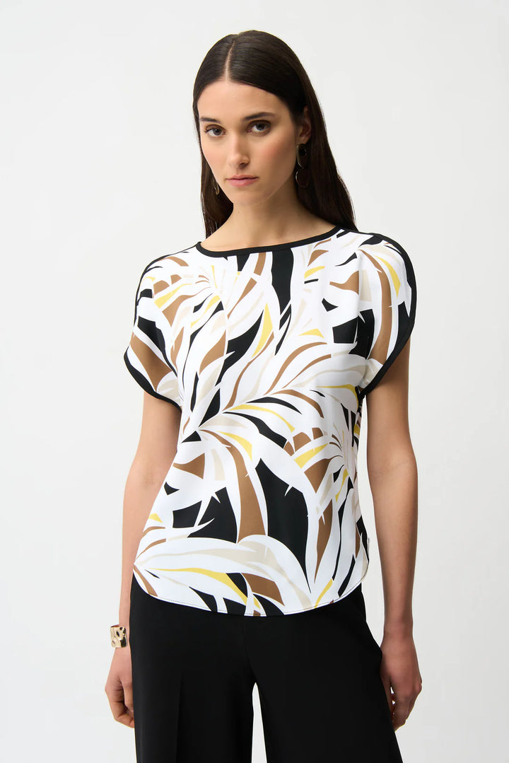 Joseph Ribkoff Recycled Woven Tropîcal Print Boxy Top Style 261162 1