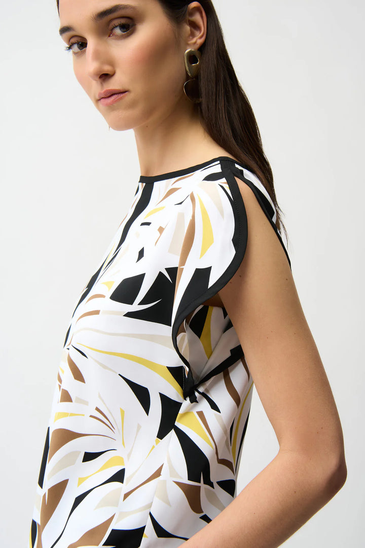Joseph Ribkoff Recycled Woven Tropîcal Print Boxy Top Style 261162 33
