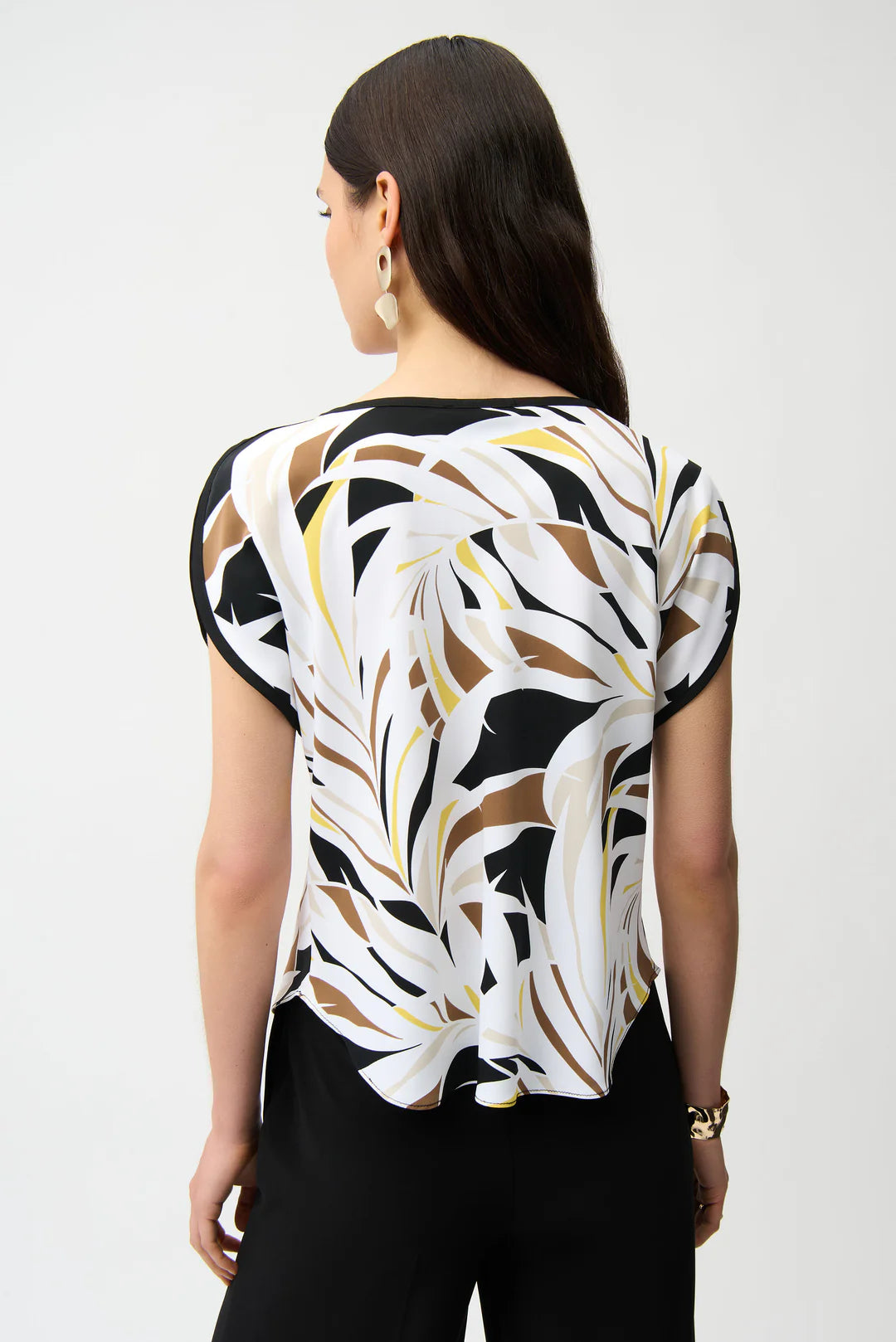 Joseph Ribkoff Recycled Woven Tropîcal Print Boxy Top Style 261162 4