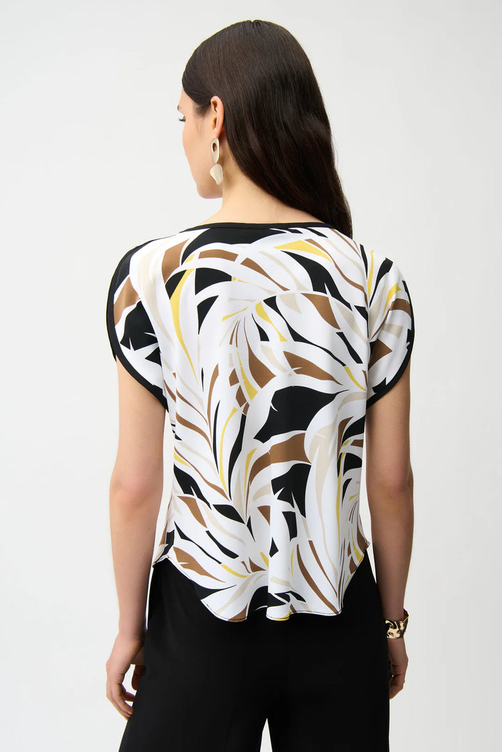 Joseph Ribkoff Recycled Woven Tropîcal Print Boxy Top Style 261162 4