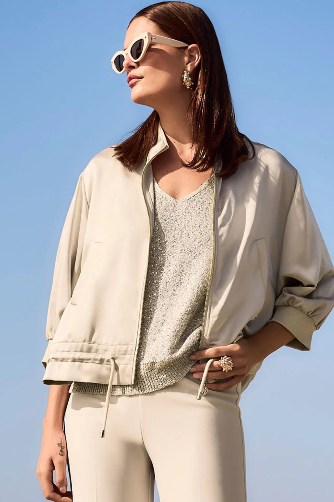 Joseph Ribkoff Boxy Blouson Jacket With Drawstring Hem Style 261913 1