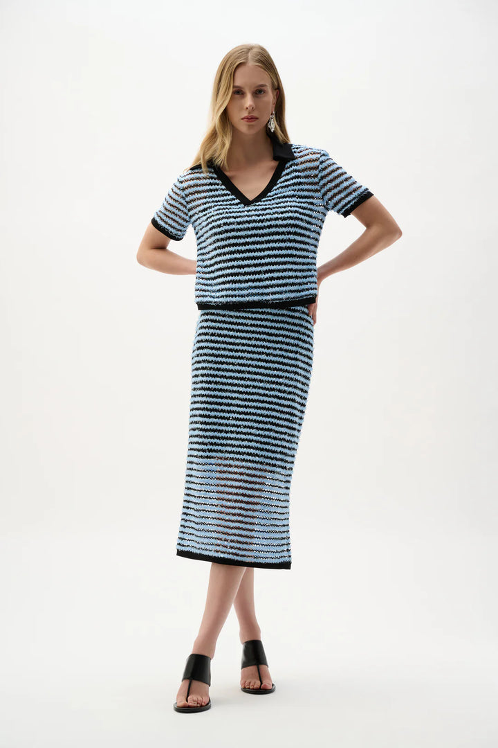 Joseph Ribkoff Stripe Boxy Top With Polo Collar Style 262147 2