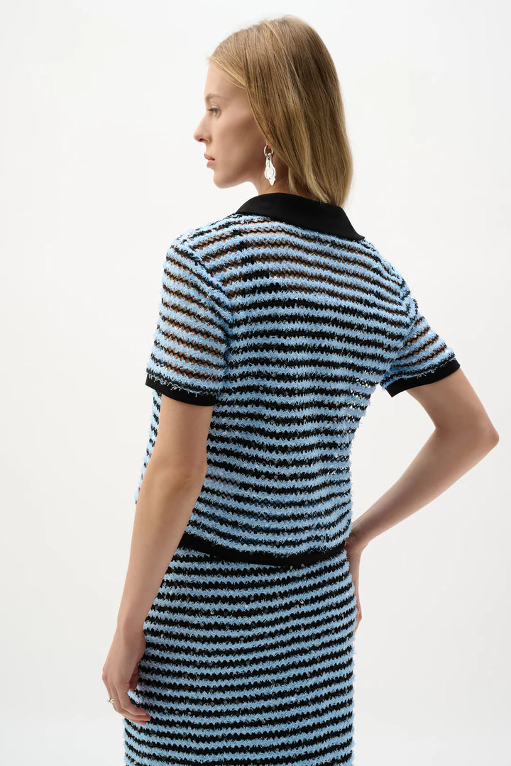 Joseph Ribkoff Stripe Boxy Top With Polo Collar Style 262147 4