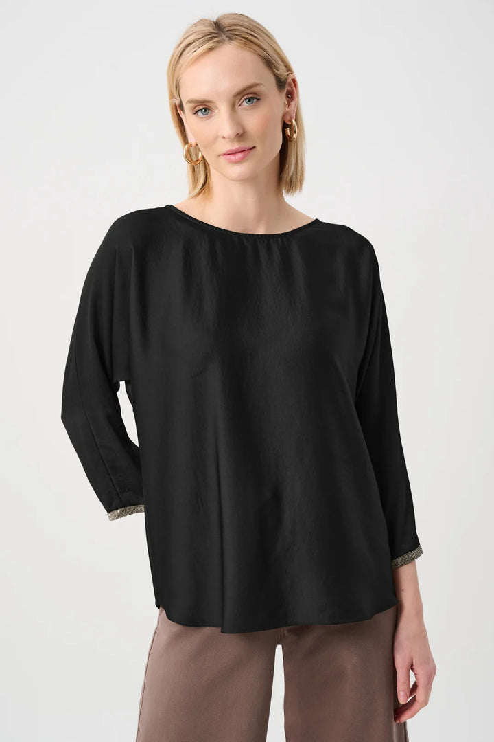 Joseph Ribkoff 3/4 Dolman Sleeve Boat-Neck Tunic Style 263069 Black 1