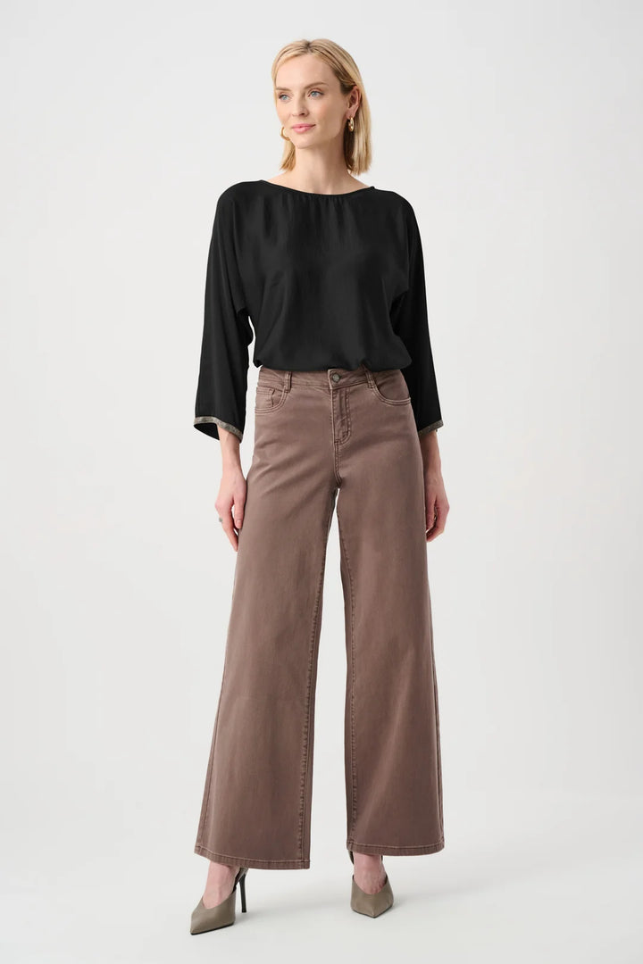 Joseph Ribkoff 3/4 Dolman Sleeve Boat-Neck Tunic Style 263069 Black 2