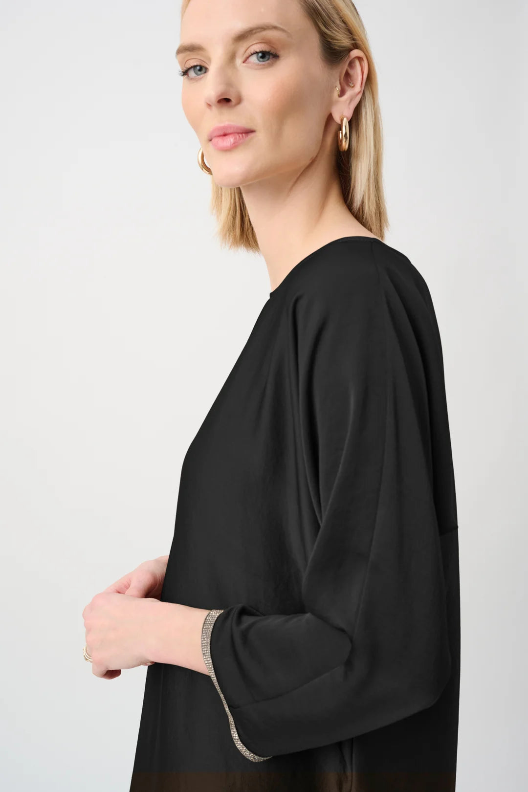 Joseph Ribkoff 3/4 Dolman Sleeve Boat-Neck Tunic Style 263069 Black 3