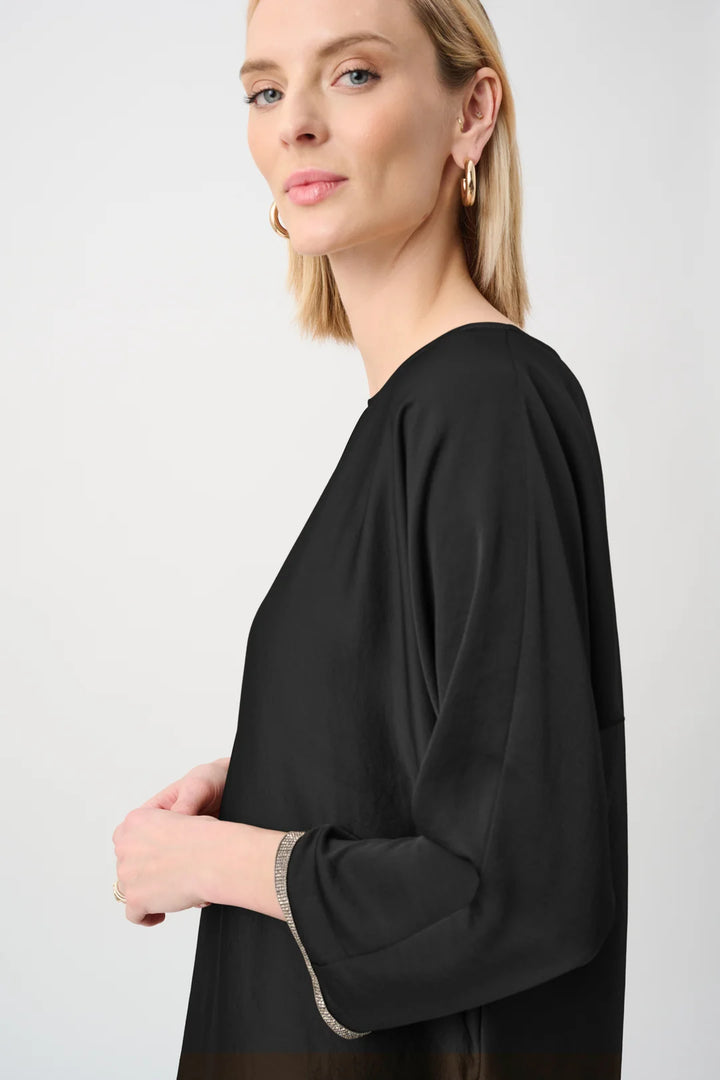 Joseph Ribkoff 3/4 Dolman Sleeve Boat-Neck Tunic Style 263069 Black 3