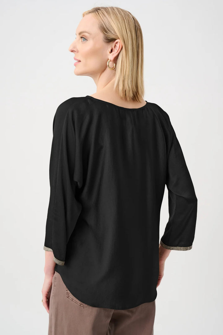 Joseph Ribkoff 3/4 Dolman Sleeve Boat-Neck Tunic Style 263069 Black 5