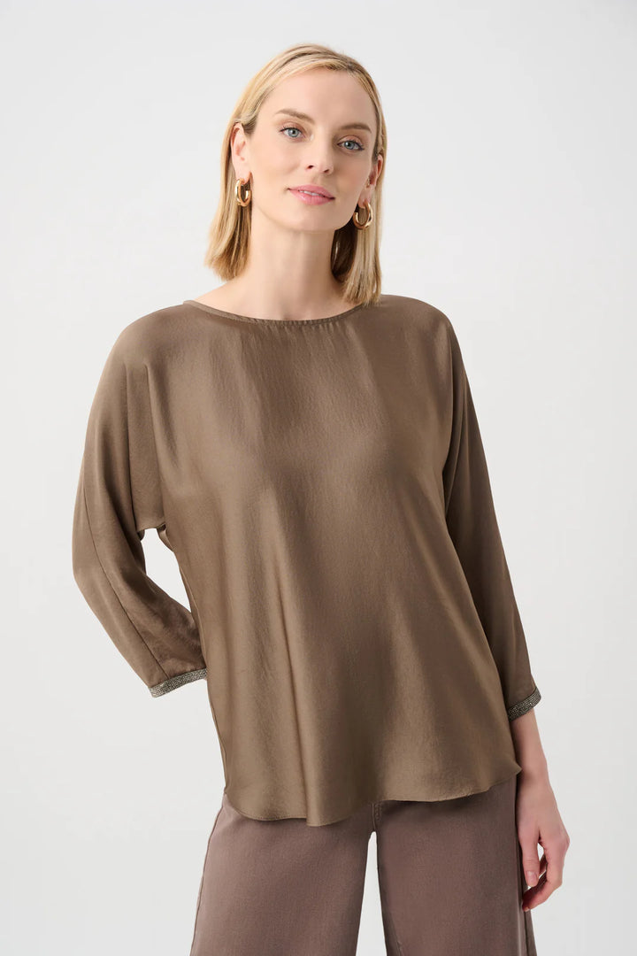 Joseph Ribkoff 3/4 Dolman Sleeve Boat-Neck Tunic Style 263069 Mink 1