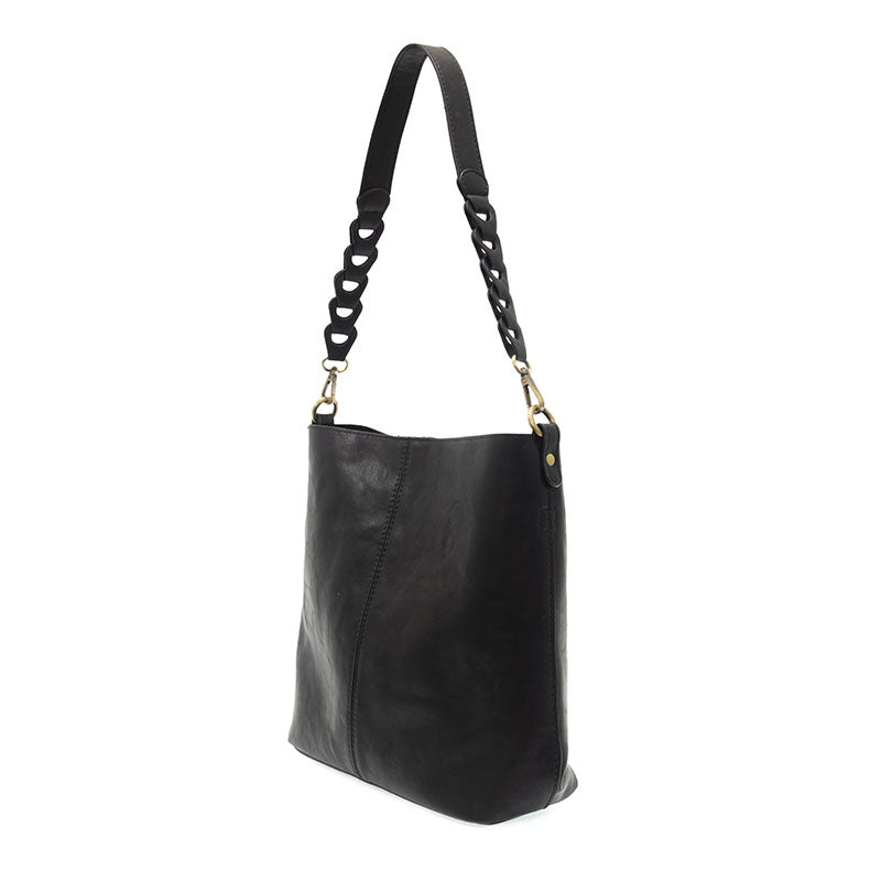Tessa Convertible Hobo with Link Shoulder Strap  Black Side