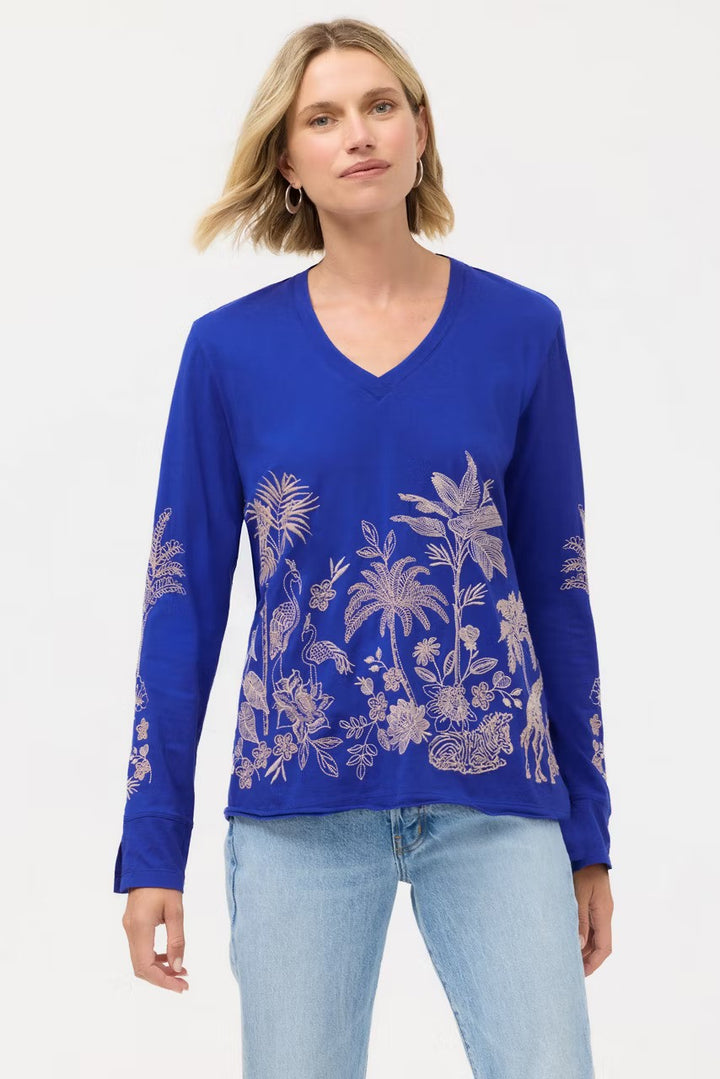 Johnny Was Riley Slit Sleeve Tee Iris Bue 1