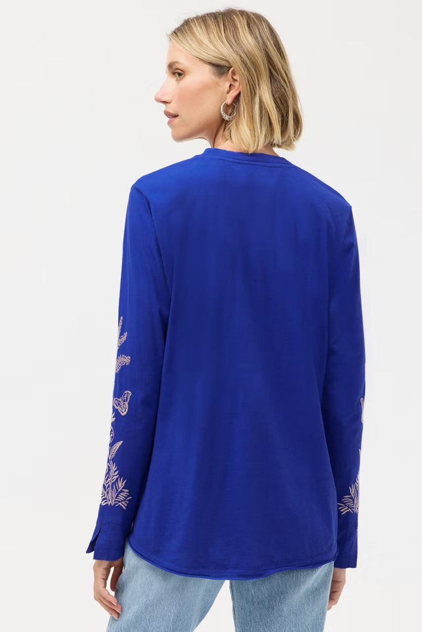 Johnny Was Riley Slit Sleeve Tee Iris Bue 4