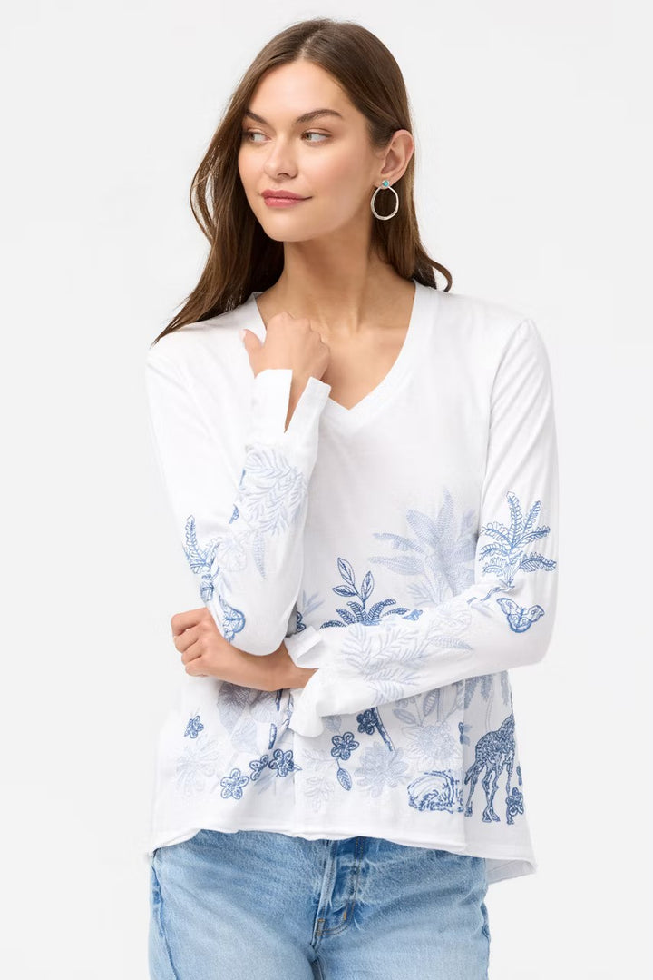 Johnny Was Riley Slit Sleeve Tee White 1