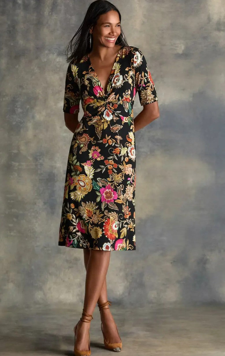 Johnny Was the Janie Favorite Twist Front Midi Swing Dress
