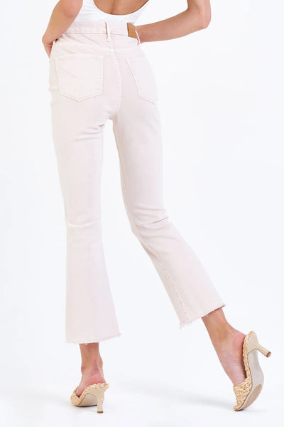 Jeanne Super High Rise Cropped Flare Jeans Heavenly Pink Back.