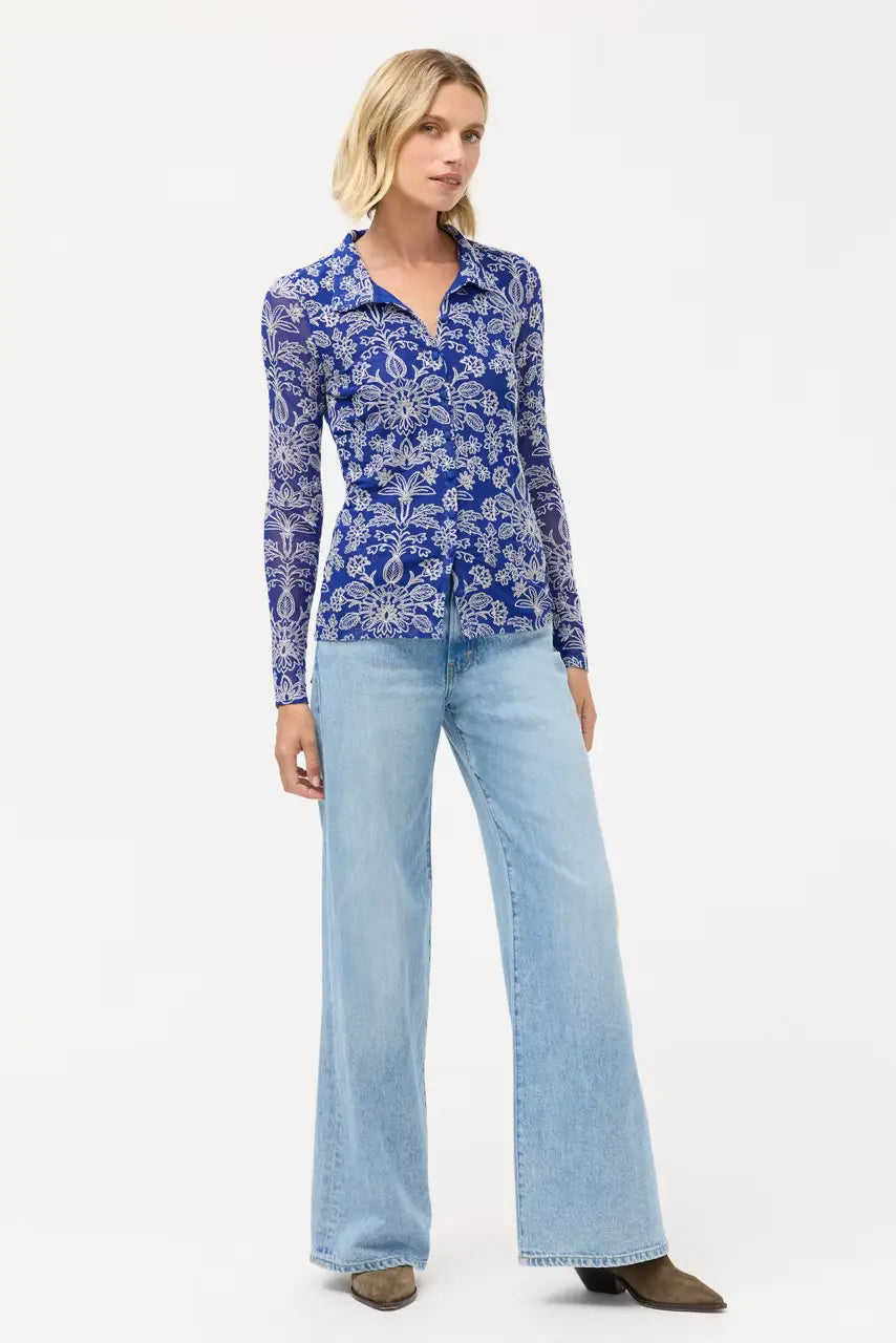 Johnny Was Maricel Mesh Button Down Shirt 2