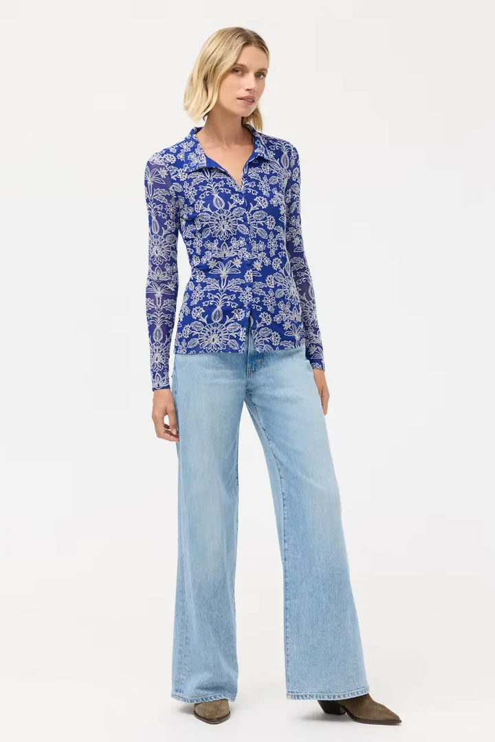 Johnny Was Maricel Mesh Button Down Shirt 2