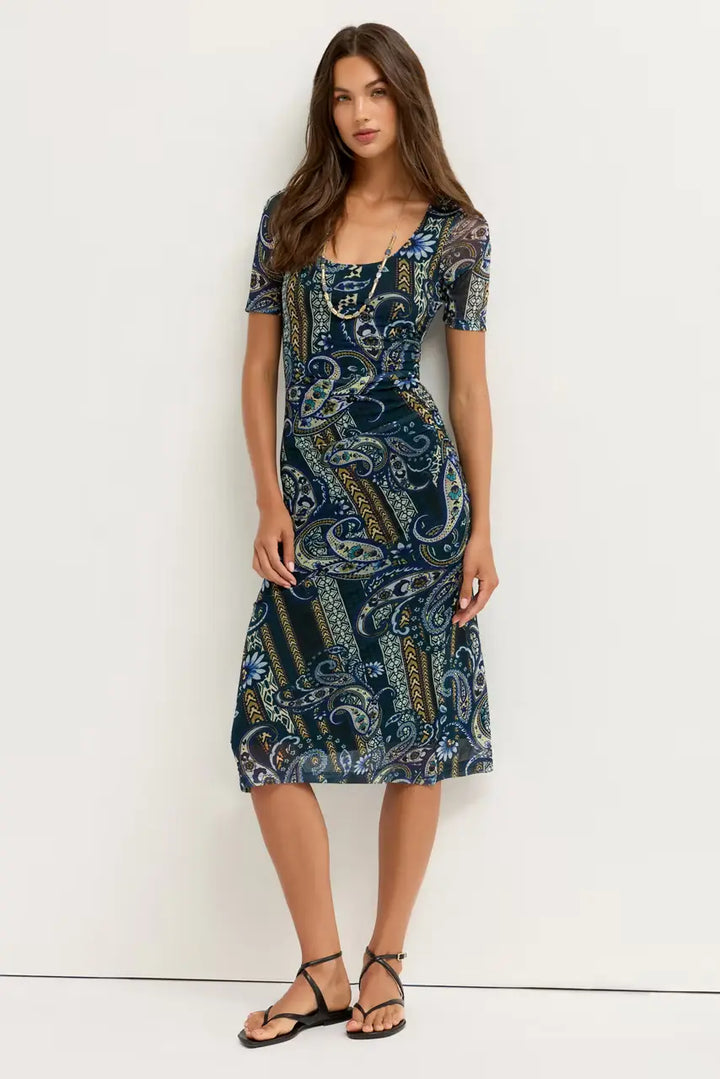 Johnny Was Scoop Neck Ruched Front Dress 1