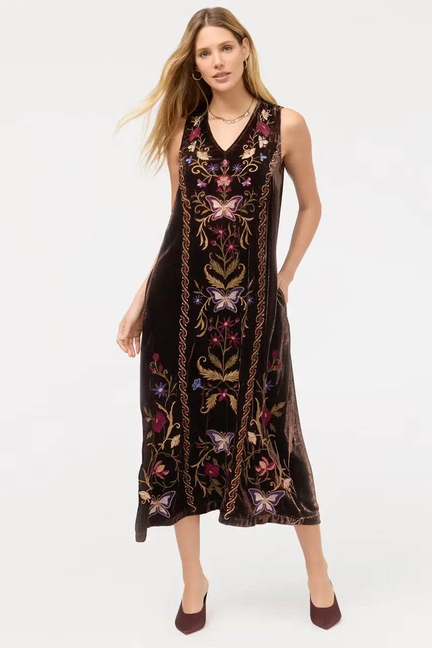 Johnny Was Carmina Velvet V-Neck Tank Dress 1