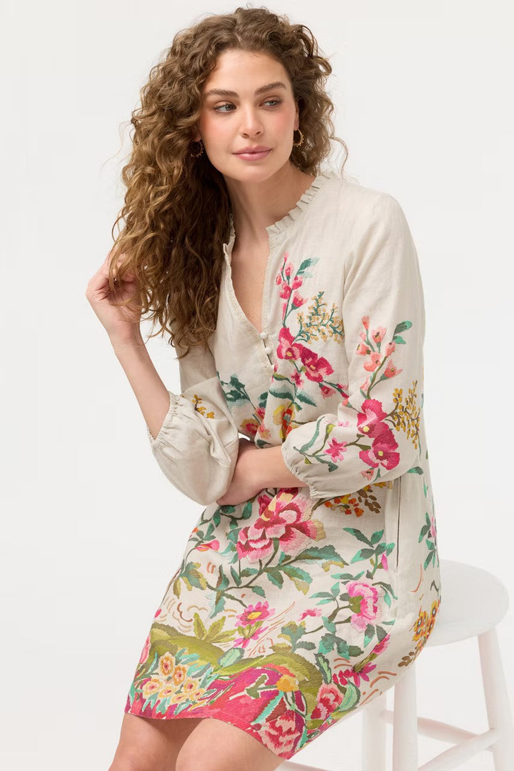Johnny Was Shift Field Dress Ecru Miraze 3