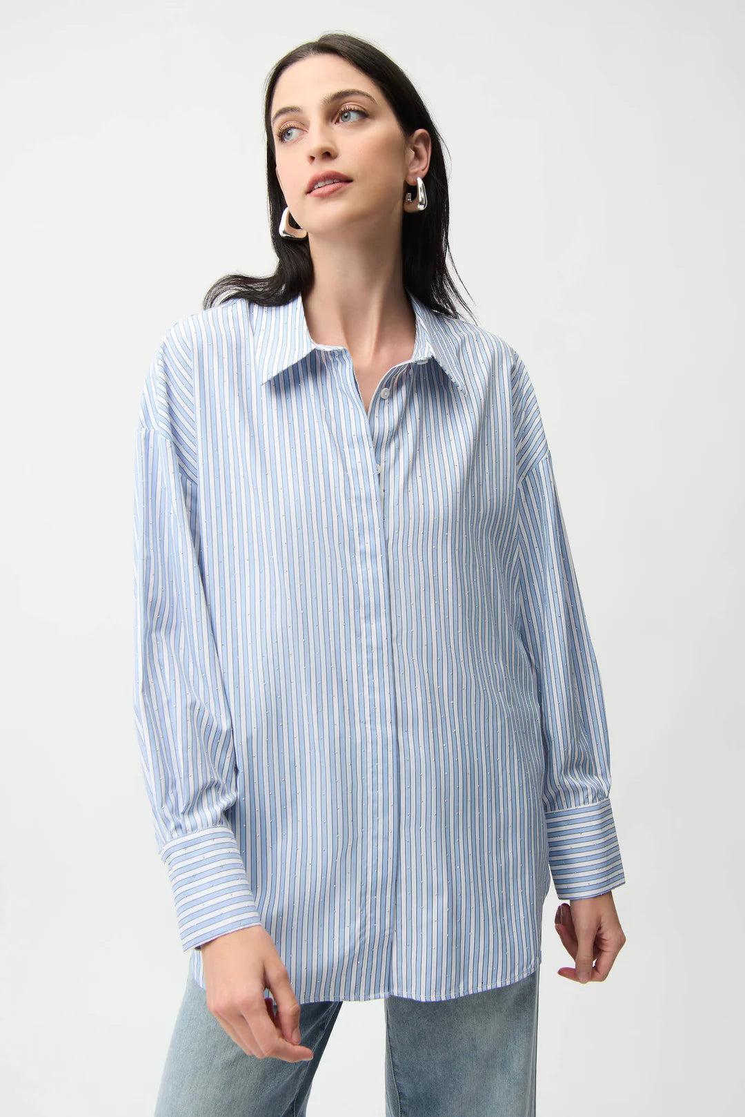 Joseph Ribkoff Tencel Stripe Print Boxy Blouse Style 261931 2